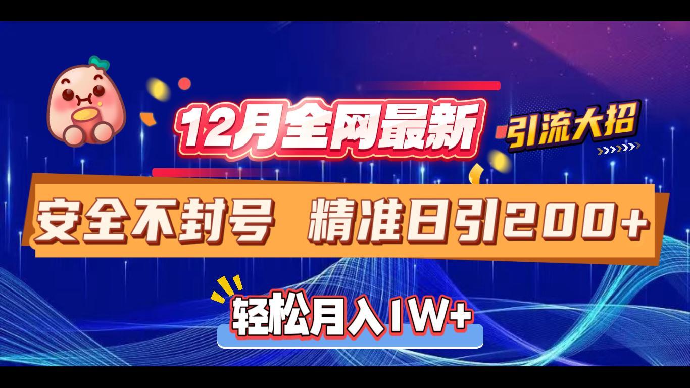 12月全网最新引流大招 安全不封号 日引精准粉200+-扬明网创