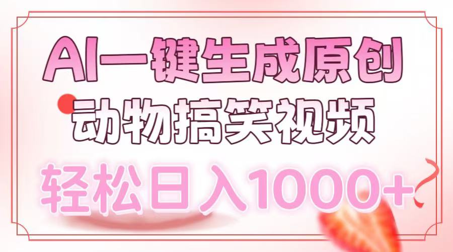 AI一键生成原创动物搞笑视频，轻松日入1000+-扬明网创