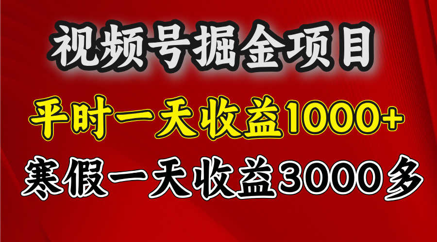 视频号掘金项目，寒假一天收益3000多-扬明网创