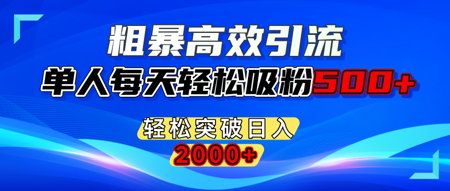 粗暴高效引流,单人每天轻松吸粉500+,轻松突破日入2000+-扬明网创