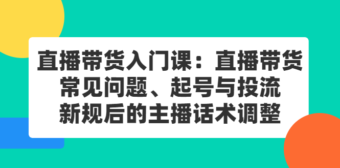 直播带货入门课:直播带货常见问题、起号与投流、新规后的主播话术调整-扬明网创