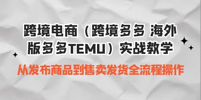 跨境电商(跨境多多 海外版多多TEMU)实操教学 从发布商品到售卖发货全流程-扬明网创