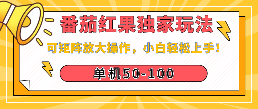 番茄红果独家玩法,单机50-100,可矩阵放大操作,小白轻松上手!-扬明网创