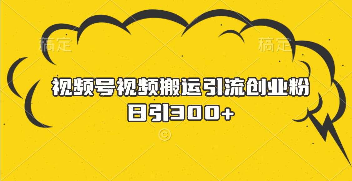 视频号视频搬运引流创业粉,日引300+-扬明网创