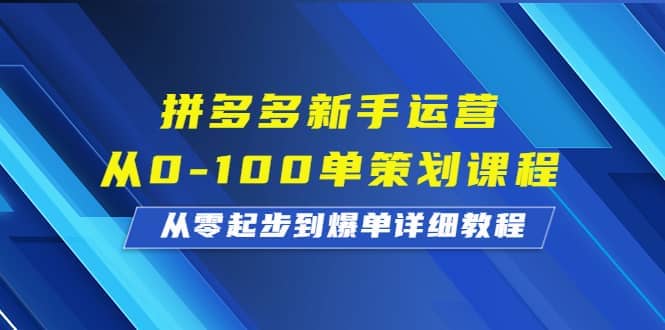 拼多多新手运营从0-100单策划课程,从零起步到爆单详细教程-扬明网创