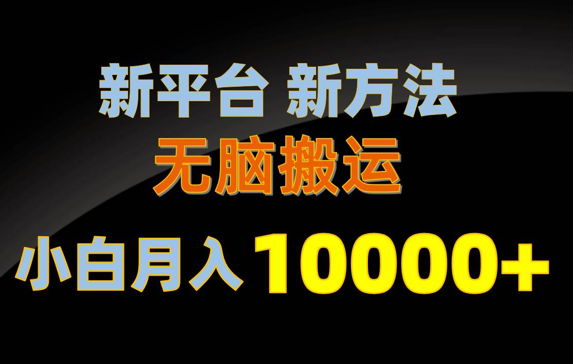 新平台新方法，无脑搬运，月赚10000+，小白轻松上手不动脑-扬明网创