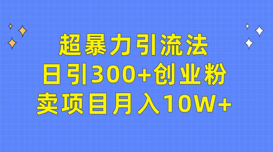 超暴力引流法,日引300+创业粉,卖项目月入10W+-扬明网创