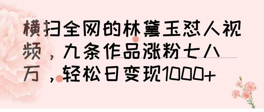 横扫全网的林黛玉怼人视频,九条作品涨粉七八万,轻松日变现 1000➕-扬明网创