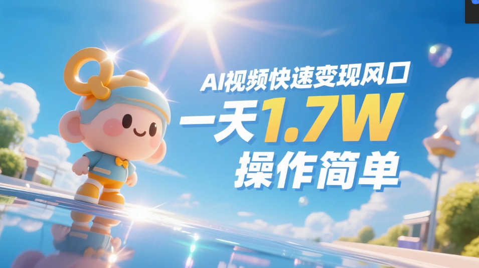 《Ai视频变现风口，一天1.7W，收入无上限，操作简单》-扬明网创