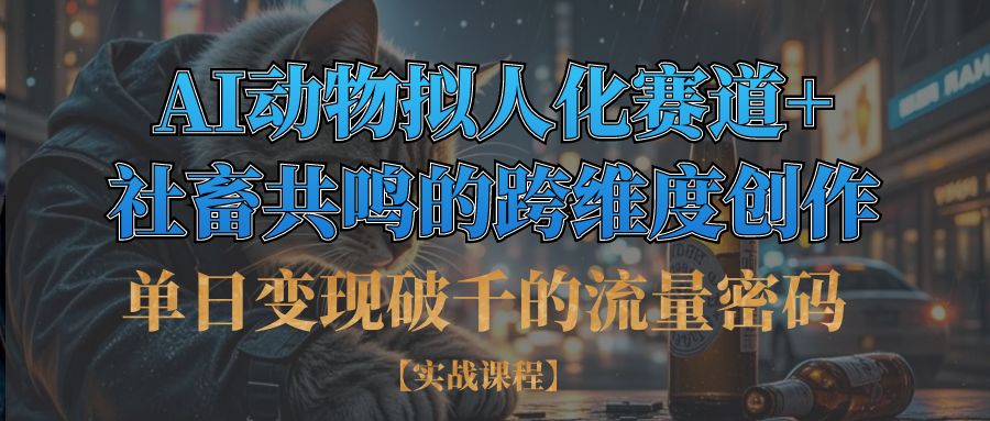 单日变现破千的流量密码,AI动物拟人化赛道+社畜共鸣的跨维度创作-扬明网创