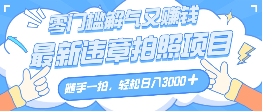 解气又赚钱的项目，随手一拍，轻松收入3000+，最新违章拍照赚钱-扬明网创