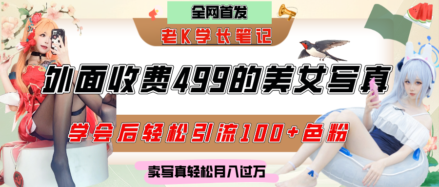 外面收费499的美女写真制作技术,学会后轻松引流色粉变现,日引100+色粉,轻松月入过万-扬明网创