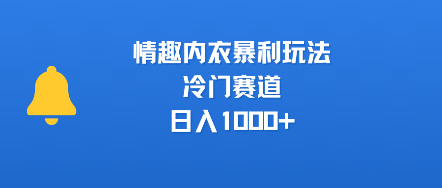 情趣内衣暴利玩法，冷门赛道，日入1000+-扬明网创