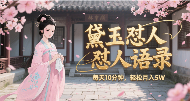 林黛玉怼人语录 怼人鸡汤 AI产出图片视频文案 每天十分钟 附提示词文案库 带书 带素材 带提示词 带虚拟资料 带徒弟 创作者分成 月入5W+-扬明网创