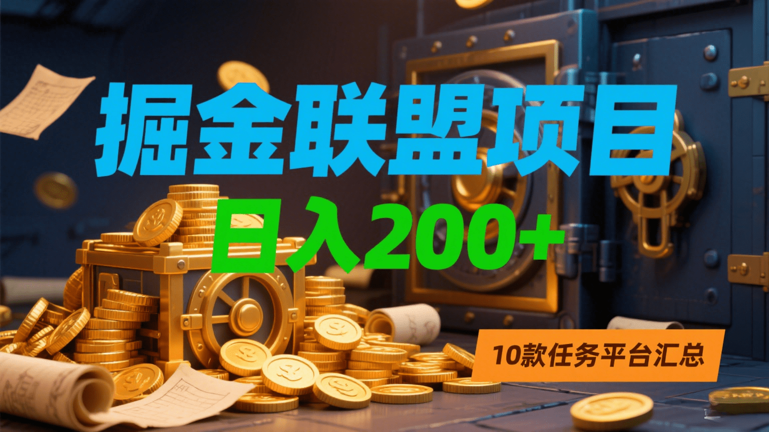 掘金联盟项目,日入200+,10款任务平台汇总-扬明网创
