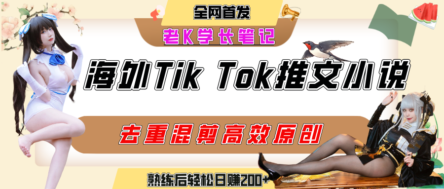 海外tiktok小说推文暴力项目，高停留率，高转化率，上手后一天搞顿饭钱不是问题-扬明网创