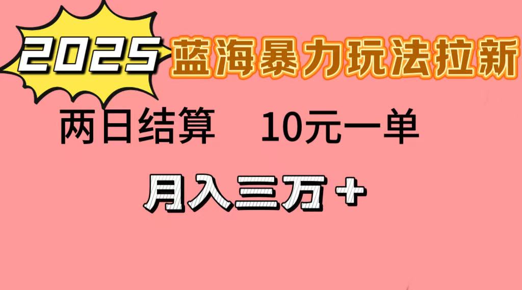 蓝海暴力拉新项目，10元一单，两日结算，月入3w➕-扬明网创