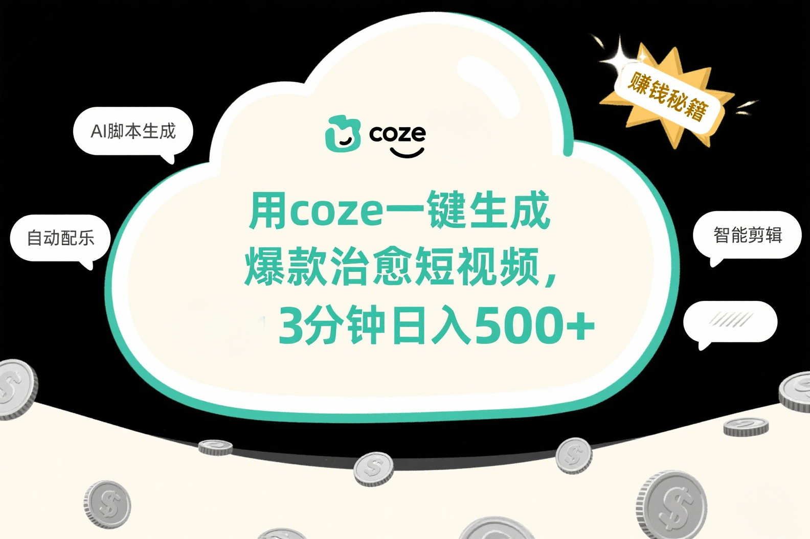 用coze一键生成爆款治愈短视频，3分钟日入500+-扬明网创