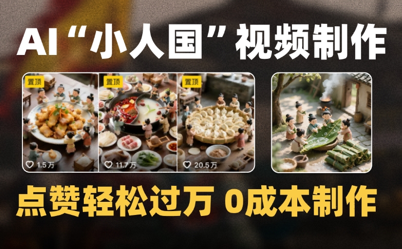 爆款1000W+微缩景观迷你小人国AI视频，0成本制作全流程教学-扬明网创