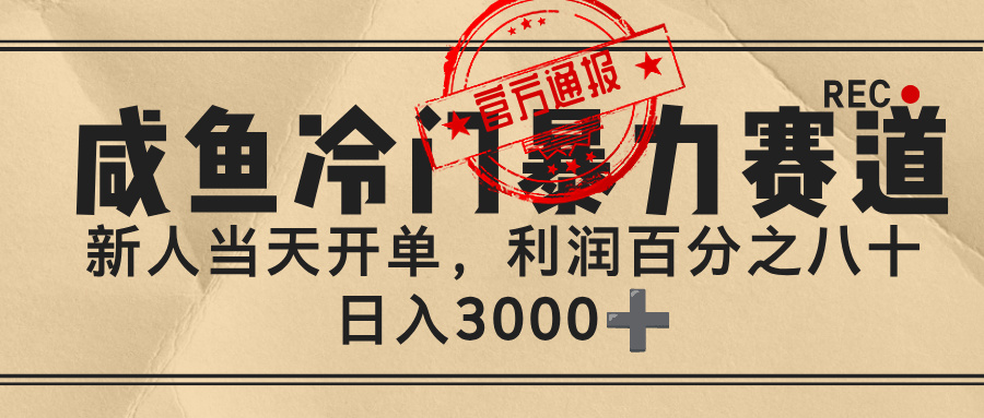 闲鱼，冷门暴力赛道，一单 80%利润，新人轻松日入 3000+-扬明网创