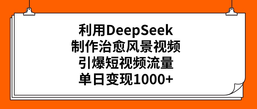 利用DeepSeek制作,治愈风景视频,引爆短视频流量,单日变现1000+-扬明网创