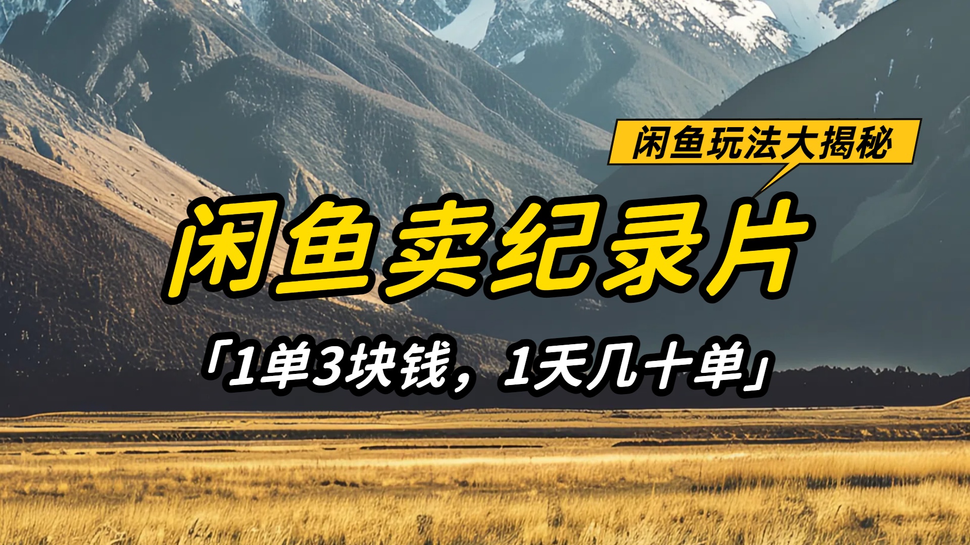 闲鱼卖纪录片1单3块钱,1天几十单,项目稳定有潜力-扬明网创