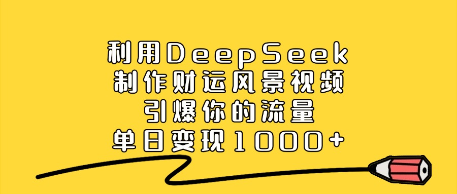 利用DeepSeek制作财运风景视频,做出爆款视频,单日变现1000+-扬明网创