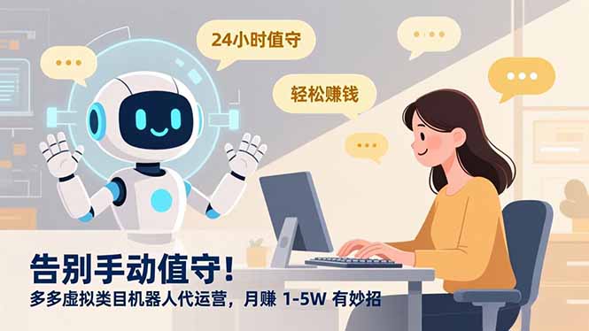告别手动值守!多多虚拟类目机器人代运营,月赚 1-5W 有妙招-扬明网创