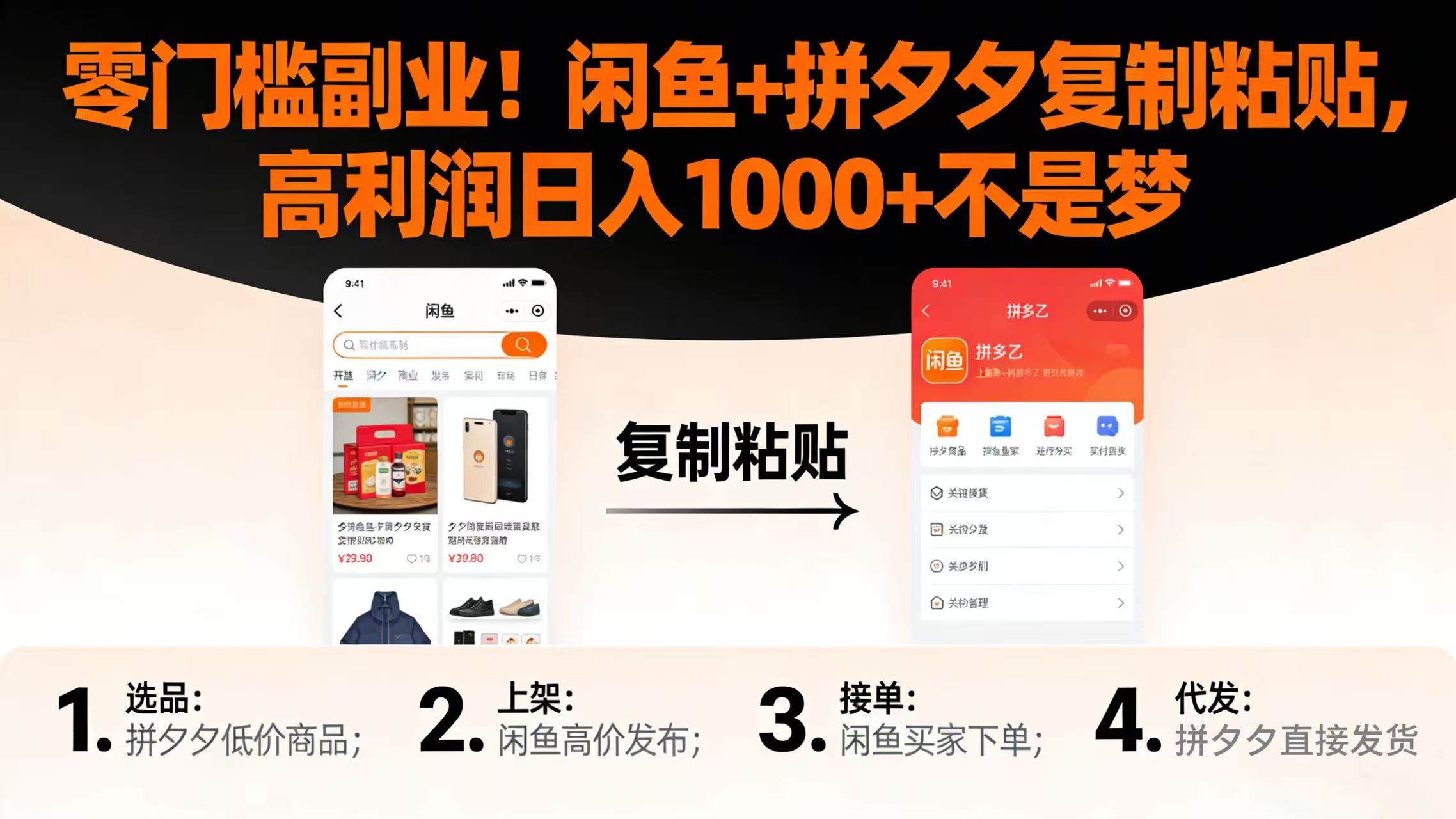 零门槛副业!闲鱼 + 拼夕夕复制粘贴,高利润日入 1000 + 不是梦-扬明网创