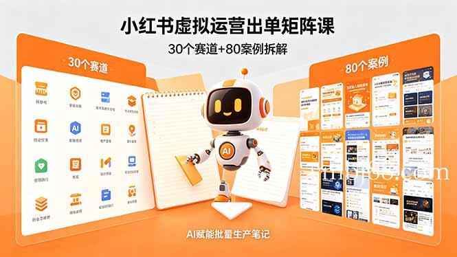 小红书虚拟运营出单矩阵课:30个赛道+80案例拆解,AI赋能批量生产笔记-扬明网创