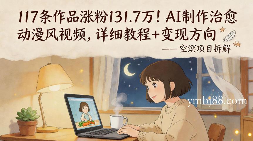 117条作品涨粉131.7W!AI制作治愈动漫风视频,详细教程+变现方向-扬明网创