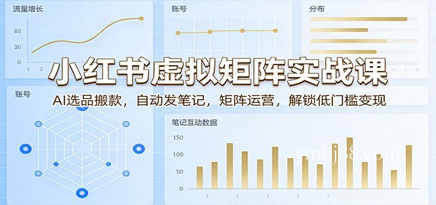 小红书虚拟矩阵实战课：AI选品搬款，自动发笔记，矩阵运营，解锁低门槛变现-扬明网创