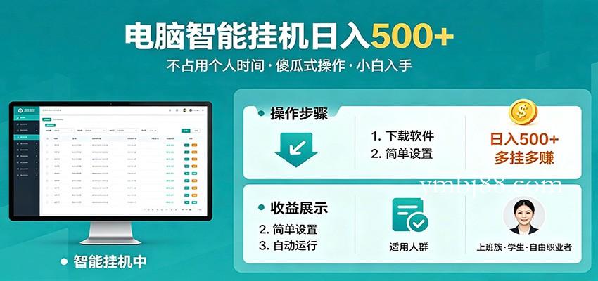 全自动电脑挂机,支持多挂多赚,上班族学生党都能做,小白也能日入500+副业-扬明网创