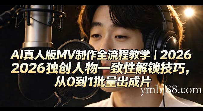 AI真人版MV制作全流程教学｜2026独创人物一致性解锁技巧，从0到1批量出成片-扬明网创
