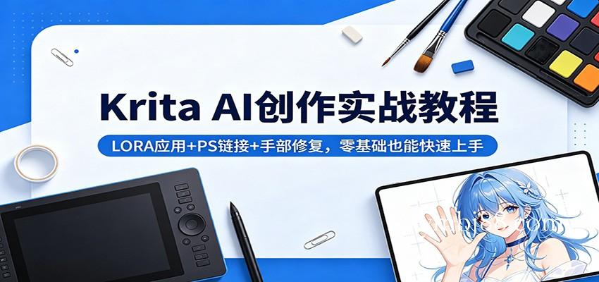 Krita AI创作实战教程：LORA应用+PS链接+手部修复，零基础也能快速上手-扬明网创