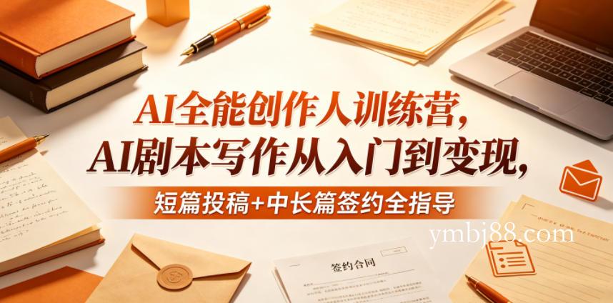 AI全能创作人训练营，AI剧本写作从入门到变现，短篇投稿+中长篇签约全指导-扬明网创