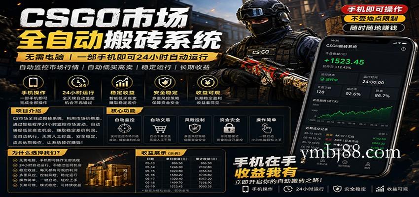 不需要电脑的CS市场自动搬砖系统｜自动正常买高卖全天运行 ｜月入过W【稳定运行】-扬明网创