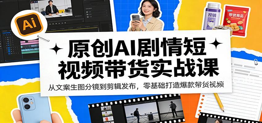 原创AI剧情短视频带货实战课：从文案生图分镜到剪辑发布，零基础打造爆款带货视频-扬明网创