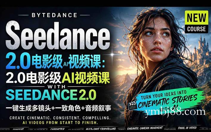 字节跳动的Seedance 2.0 AI电影视频生成制作教程，一键生成多镜头+一致角色+音频叙事-中英字幕
