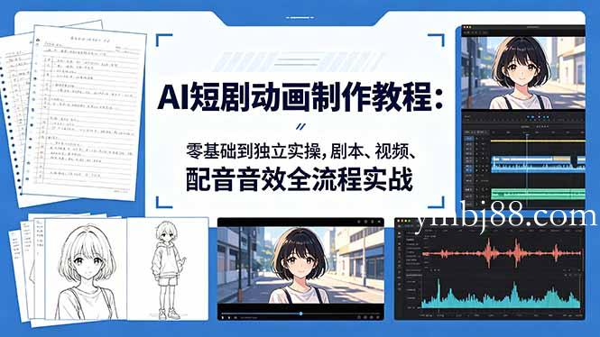 AI短剧动画制作教程:零基础到独立实操,剧本、视频、配音音效全流程实战-扬明网创