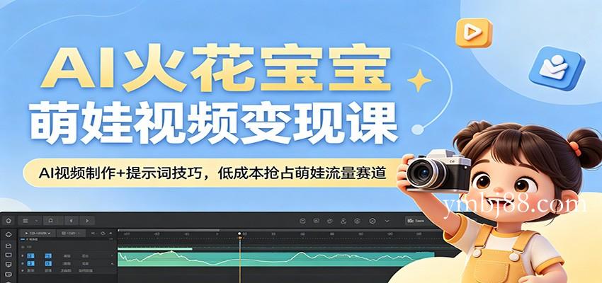 AI火花宝宝萌娃视频变现课:AI视频制作+提示词技巧,低成本抢占萌娃流量赛道-扬明网创