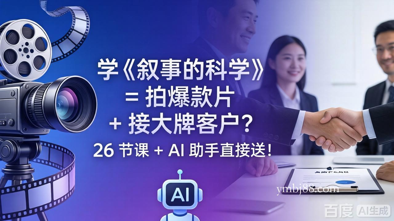学《叙事的科学》= 拍爆款片 + 接大牌客户？26 节课 + AI 助手直接送！-扬明网创