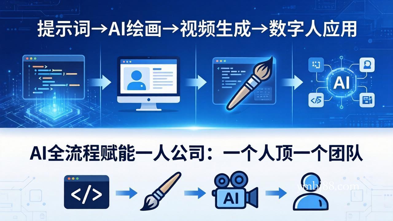 AI全流程赋能一人公司：提示词、绘画、视频、数字人、编程，一个人顶一个团队-扬明网创