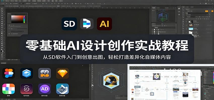 零基础AI设计创作实战教程：从SD软件入门到创意出图，轻松打造差异化自媒体内容-扬明网创