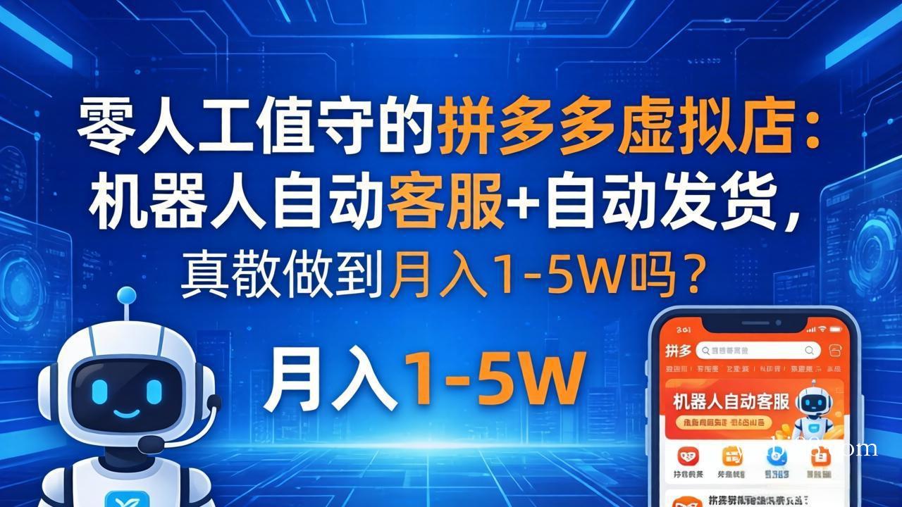 零人工值守的拼多多虚拟店:机器人自动客服+ 自动发货,真能做到月入 1-5W 吗?-扬明网创