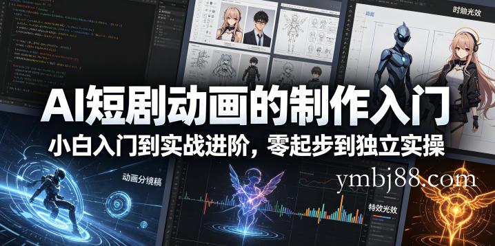 AI短剧动画的制作入门,小白入门到实战进阶,零起步到独立实操