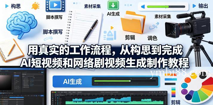 用真实的工作流程，从构思到完成AI短视频和网络剧视频生成制作教程-中英字幕