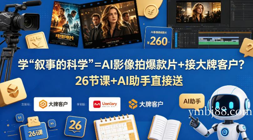 学《叙事的科学》=AI影像拍爆款片+接大牌客户?26节课+AI助手直接送【原创双语字幕】-扬明网创