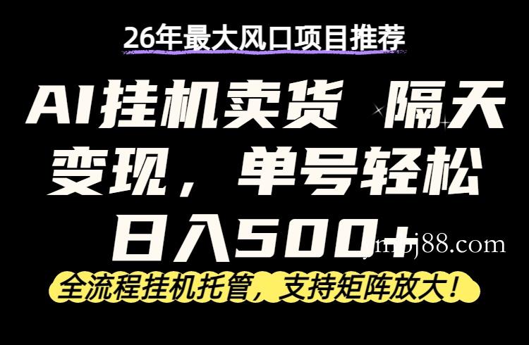 26年最新AI挂机卖货，隔天出收益，单账号轻松日入500+-扬明网创