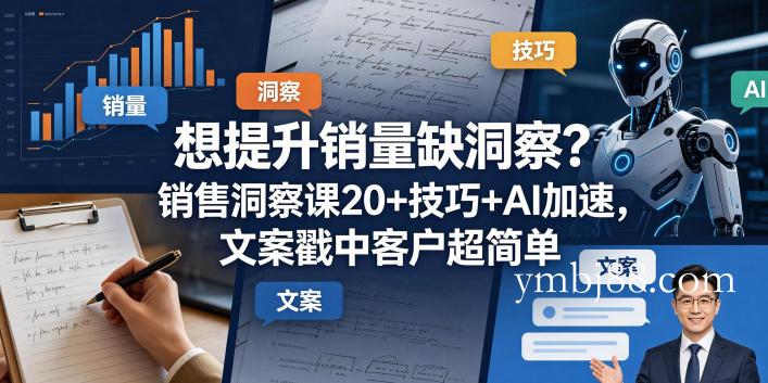 想提升销量缺洞察？销售洞察课20+技巧+AI加速，文案戳中客户超简单【原创双语字幕】-扬明网创
